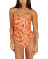 ფოტო #1 პროდუქტის Juniors' Blocked Out Printed Ruched One-Piece Swimsuit