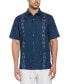 Фото #1 товара Men's Short Sleeve Leaf Linen Blend Embroidered Guayabera Button-Front Shirt