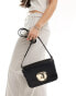 Фото #3 товара & Other Stories leather cross body bag with abstract gold buckle detail in black