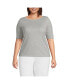 ფოტო #1 პროდუქტის Plus Size Supima Boatneck Top