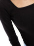 Threadbare Tall ribbed square neck long sleeve bodysuit in black