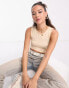 Daisy Street tie back crop vest in stone