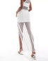 ASOS DESIGN co-ord split side maxi skirt in hotfix fishnet in white