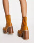 Фото #4 товара ASOS DESIGN Emotive high-heeled platform ankle boots in tan