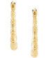 Фото #4 товара Серьги Macy's Textured Bamboo-Look Small Hoop in 10k Gold 5/8