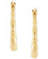 Textured Bamboo-Look Small Hoop Earrings in 10k Gold, 5/8"