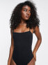 New Look double thin strap ribbed bodysuit in black