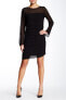 Фото #1 товара Max Studio Womens Long Sleeve Pleated Shift Dress Black Size X-Small
