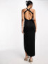 Фото #8 товара ASOS DESIGN minimal v wire twist back midi dress in black