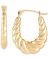 ფოტო #1 პროდუქტის Scalloped Oval Hoop Earrings in 10k Gold