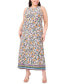 Фото #1 товара Plus Size Printed Round-Neck Sleeveless Maxi Dress