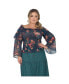 Фото #1 товара Plus Size Tiered Sleeves Smocked Waist Blouse