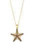 ფოტო #1 პროდუქტის Chocolate Diamond & Nude Diamond Starfish 20" Adjustable Pendant Necklace (1-1/3 ct. t.w.) in 14k Gold