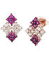 ფოტო #1 პროდუქტის Ombré® Passion Ruby (1/2 ct. t.w.) & Vanilla Diamond (3/8 ct. t.w.) Quad Cluster Statement Drop Earrings in 14k Strawberry Gold