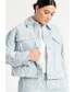 ფოტო #1 პროდუქტის Plus Size Distressed Embroidered Denim Jacket