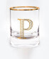 Фото #1 товара Стаканы для виски Qualia Glass monogram Rim and Letter P Double Old Fashioned, набор из 4шт.