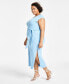 Фото #3 товара Trendy Plus Size Ribbed Cap-Sleeve Belted Dress, Created for Macy's