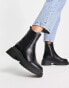 New Look flat high ankle chunky chelsea boot in black