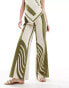 Фото #4 товара SNDYS contrast stripe wide leg trouser co-ord in green and white