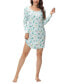 Women's Long Sleeve Henley Sleepshirt Nightgown