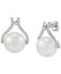 ფოტო #3 პროდუქტის Cultured Natural Ming Pearl (12mm) & Diamond (1/3 ct. t.w.) Drop Earrings in 14k Rose Gold (Also in Cultured White Ming Pearl)