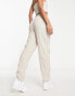 Vero Moda linen blend tapered trousers in stone Серый, S - EU 36 - фото #2