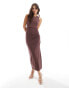 Фото #1 товара New Look slinky ruched side maxi dress in brown