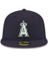 Фото #3 товара Men's Navy Los Angeles Angels Logo White 59FIFTY Fitted Hat