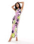 Фото #1 товара ASOS DESIGN halter racer midaxi dress with tie waist in bold floral print