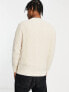 Фото #3 товара Selected Homme oversized cable knitted jumper in beige