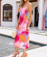 Women's Sherbet Square Neck Dual Strap Midi Beach Dress