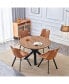 47" Round Walnut Dining Table Set for 2-4 people