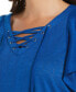 ფოტო #3 პროდუქტის Plus Size Lace-Up Flutter Short Sleeve Top