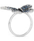 ფოტო #6 პროდუქტის Denim Ombré (1-3/4 ct. t.w.) & White Sapphire (1/3 ct. t.w.) Butterfly Ring in 14k White Gold