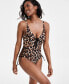 Фото #5 товара Women's Lace-Up Cheetah Print Swimsuit, Created for Macy's
