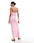 Фото #4 товара Bershka thin strap bow detail bodycon maxi dress in pink