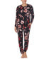 Фото #1 товара Woman's 2-Pc. Long-Sleeve Jogger Pajamas Set