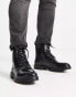 Фото #3 товара Red Tape wide fit chunky hardware lace up boots in black leather