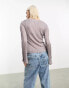 Фото #4 товара Weekday Enora knitted sheer rib sweater in grey