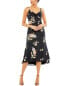 Фото #1 товара Mac Duggal Floral Print Button Bodice Empire Midi Dress Women's 0