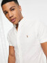 Фото #5 товара Polo Ralph Lauren icon logo slim fit short sleeve oxford shirt in white