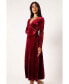 Womens Darby Long Sleeve Midi Dress - Burgundy