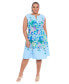 Фото #1 товара Plus Size Split-Neck Floral-Print Fit & Flare Dress