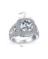 3CTW AAA CZ Pave Halo Square Cushion Cut Solitaire Engagement Ring Sterling Silver Split Pave Cubic Zirconia Side Stone Filigree Band