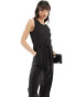 Фото #2 товара ONLY sleeveless belted linen mix jumpsuit in black