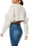 Фото #2 товара Alice + Olivia 289320 Kala Cable Fringe Crop Sweater in Light Almond Size Large