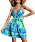 Фото #1 товара Women's Blue-and-Green Tropical Sweetheart Mini Beach Dress