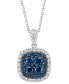 ფოტო #3 პროდუქტის EFFY® Blue Diamond (5/8 ct. t.w.) & White Diamond (3/8 ct. t.w.) Halo 18" Pendant Necklace in 14k White Gold