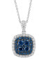 EFFY® Blue Diamond (5/8 ct. t.w.) & White Diamond (3/8 ct. t.w.) Halo 18" Pendant Necklace in 14k White Gold