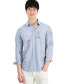 Men's Coastal Stripe Stamp-Print Button-Down Shirt